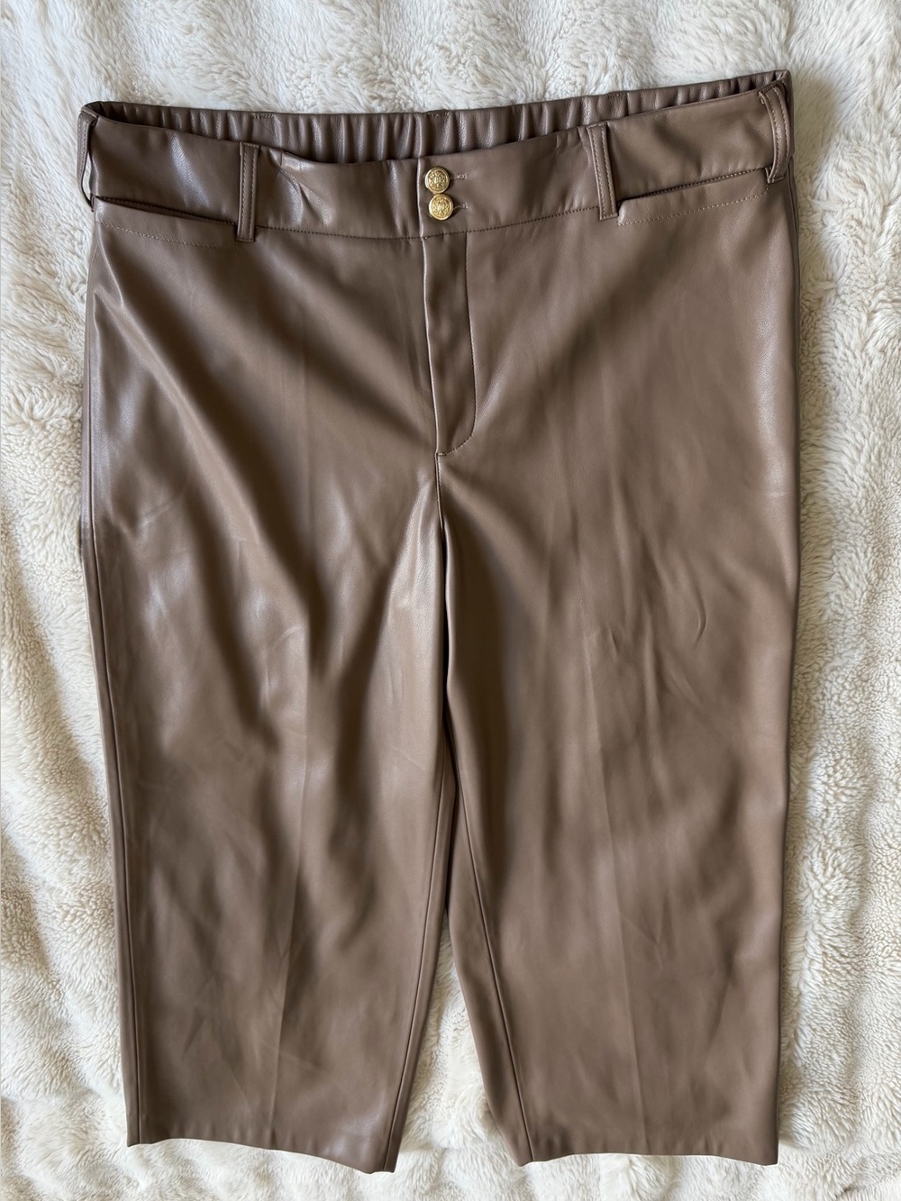 Chico’s Faux Leather Brown Cropped Pants Size 3 US 16